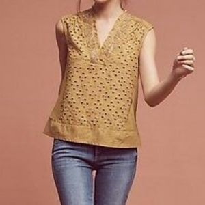 Anthropologie Akemi + Kin V Neck Eyelet Blouse XS